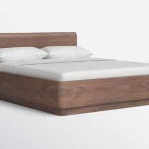Shital Furniture Premium Walnut Curved Platform Bed